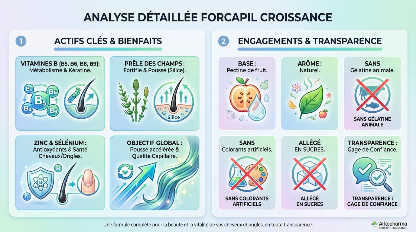 Analyse de la composition des gummies Forcapil Croissance et leurs bienfaits