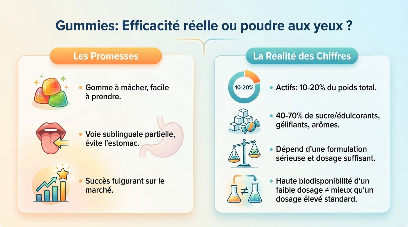 Analyse de l'efficacité des gummies et leur biodisponibilité en 2026